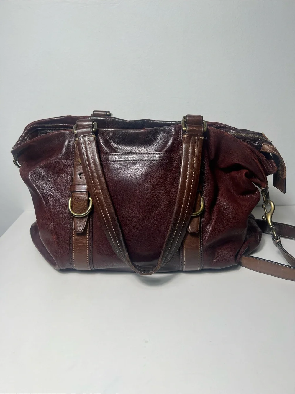 Coach Harrison East West Distressed Leather Satchel Messenger Crossbody Tote Bag